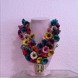 Frida Kahlo Multicolor Floral Statement Necklace